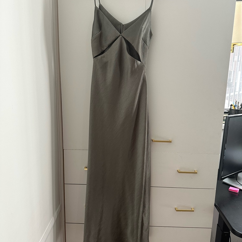 Olive green bec and bridge dress with small cutouts